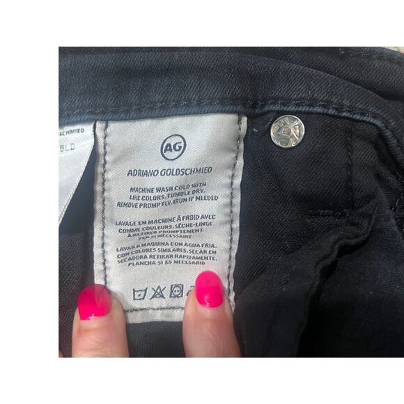 AG-ED Adriano Goldschmied Black Distressed Stretchy Skinny Jeans Size 28 R - Picture 6 of 8